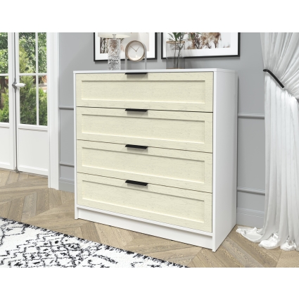 Kомод Тренд КТ-К100 (Белый ЛДСП/ Дуб снежный ЛМДФ) Ш1000 В1020 Г451